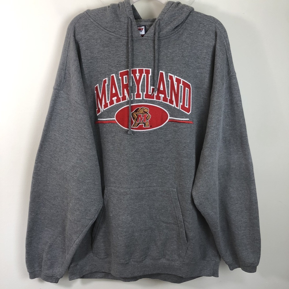 Maryland Terrapins UMD Varsity Athletic Sweatshirt Hoodie Sz 2XL Dark Gray